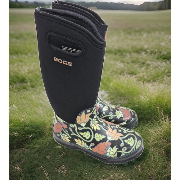 Bogs Classic High Autumn 2 Women’s Size 7 Floral Insulated Pull Up WP Rain Boot - Picture 1 of 7